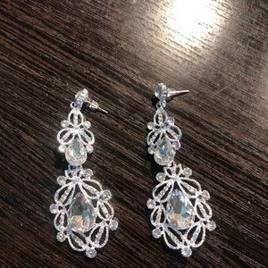 Large dangle chandelier crystal cut out earring